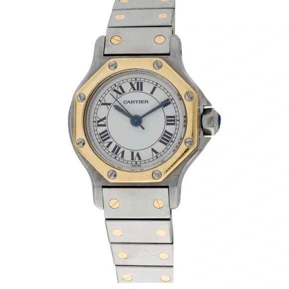 Cartier santos octagon gold plated watch 26mm Cartier Santos Octagon Stainless Steel and 18k Gold Watch  main image 3